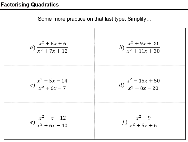 Factorising Quadratics – TickTockMaths